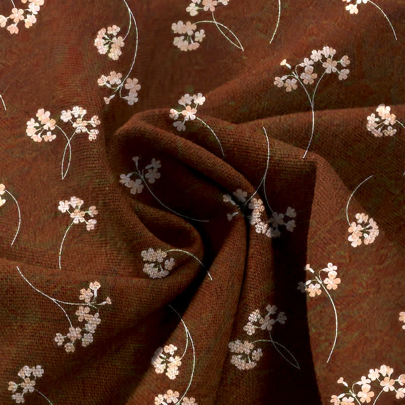 Buddha Stones Damenhose aus Baumwoll-Leinen-Mischgewebe mit floralem Bouquet-Muster, elastischem Bund, weitem Bein und Taschen - image 3