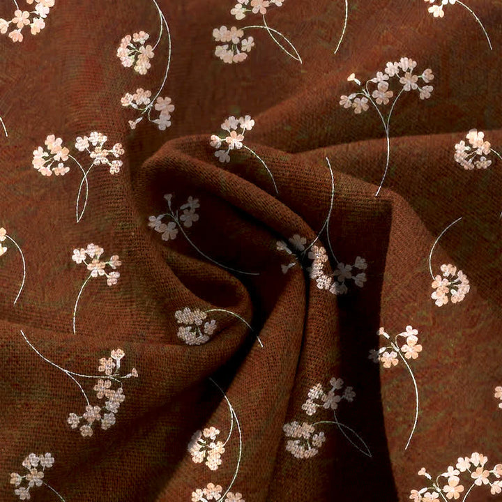 Buddha Stones Damenhose aus Baumwoll-Leinen-Mischgewebe mit floralem Bouquet-Muster, elastischem Bund, weitem Bein und Taschen - image 3
