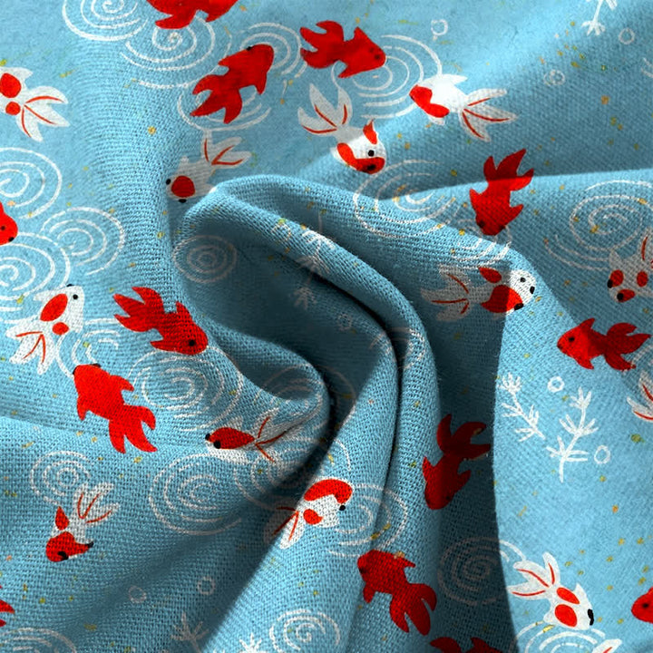Buddha Stones Damenhose mit Koi-Fischmuster aus Baumwoll-Leinen-Mischgewebe, elastischem Bund, weitem Bein und Taschen - image 3