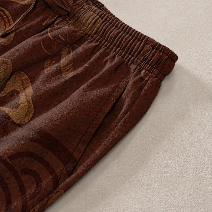 Buddha Stones Herrenhose aus Baumwolle mit Vintage-Blumenmuster, schmal zulaufendem Schnitt und Taschen - image 2