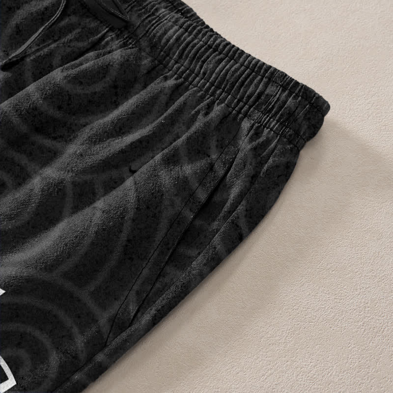 Buddha Stones Weiße Baumwollhose für Herren mit Lotus-Spiralmuster, schmal zulaufendem Schnitt und Taschen - image 2