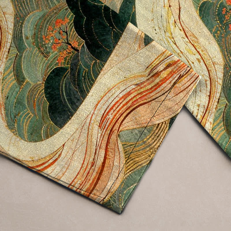 Buddha Stones Herrenhose aus Baumwolle mit floralem Berg- und Flussmuster, schmal zulaufend und mit Taschen - image 3