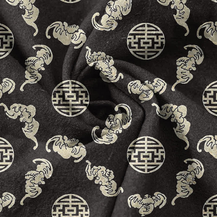 Buddha Stones Baumwollhose für Herren mit langem Bein, schmal zulaufendem Schnitt und Taschen, Wolkenmuster, rundes Emblem, schmal zulaufend - image 3