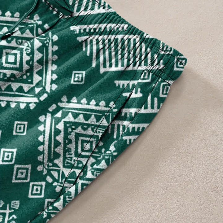 Buddha Stones Herrenhose aus Baumwolle mit Elefantenmuster im Ethno-Stil, schmal zulaufend und mit Taschen - image 2