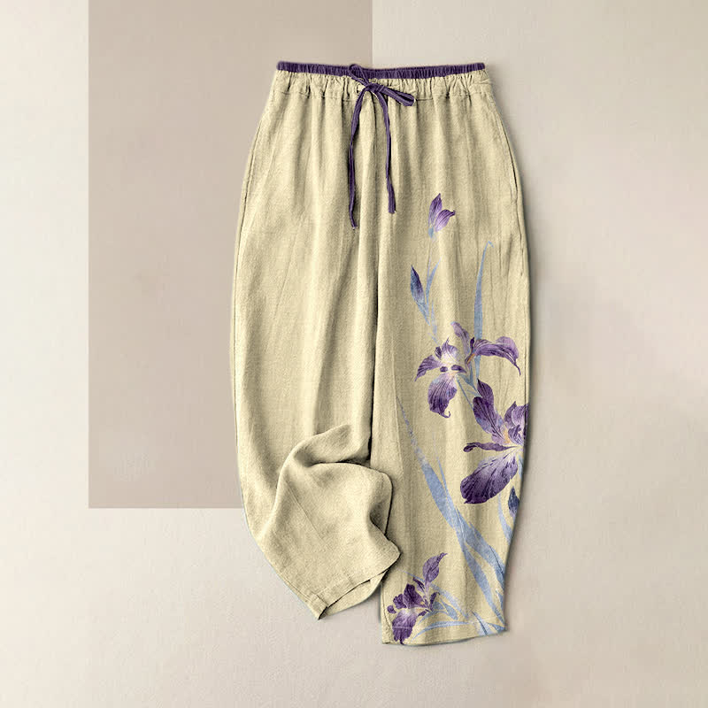 Buddha Stones Reine Baumwolle, elegantes Iris-Muster, elastischer Bund, Taschen für Damen - Zitronen-Chiffon - US16, UK/AU20, EU48 (3XL) - image 4