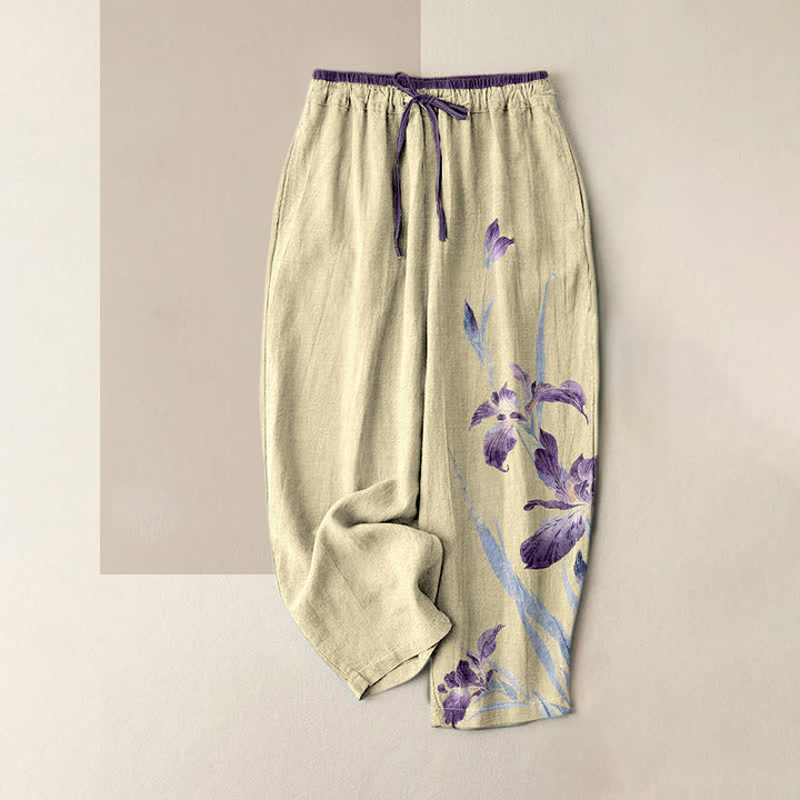 Buddha Stones Reine Baumwolle, elegantes Iris-Muster, elastischer Bund, Taschen für Damen - Zitronen-Chiffon - US16, UK/AU20, EU48 (3XL) - image 4