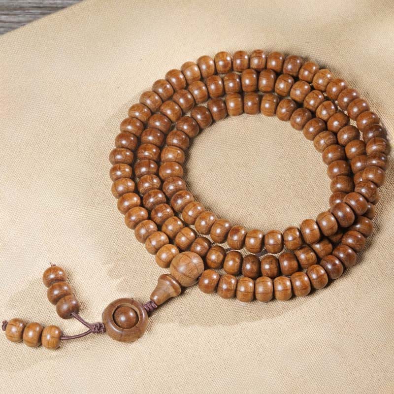 Buddha Stones Natürlicher Abelia Biflora Holzschutz 108 Perlen Mala - 6*8 mm - image 3