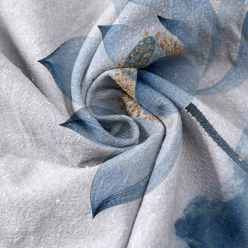 Buddha Stones Damenhose aus reiner Baumwolle mit Lotus-Tintenmuster, elastischem Bund und Taschen - image 2