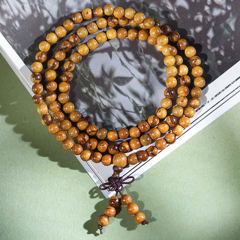 Buddha Stones Natürliche Marmorholz-Harmonie-Mala mit 108 Perlen - image 2