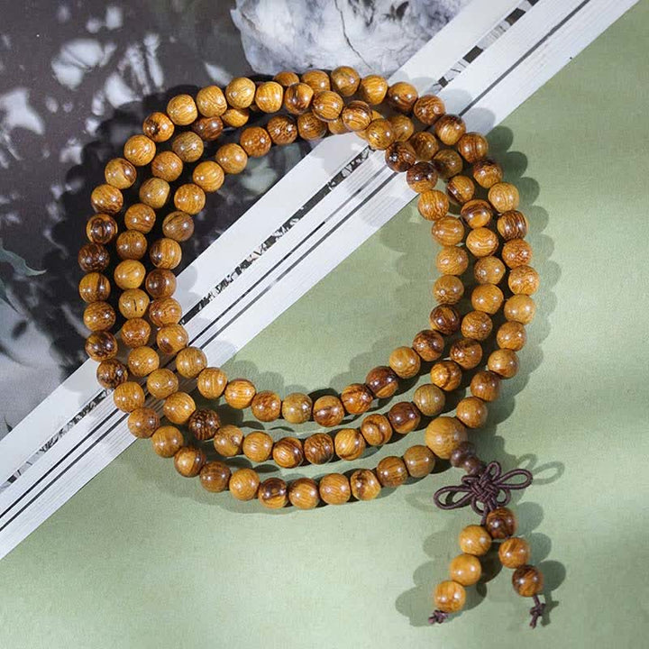 Buddha Stones Natürliche Marmorholz-Harmonie-Mala mit 108 Perlen - image 1