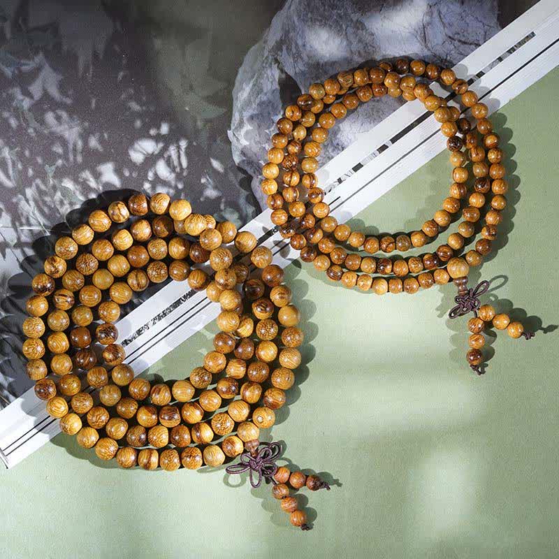 Buddha Stones Natürliche Marmorholz-Harmonie-Mala mit 108 Perlen - image 7