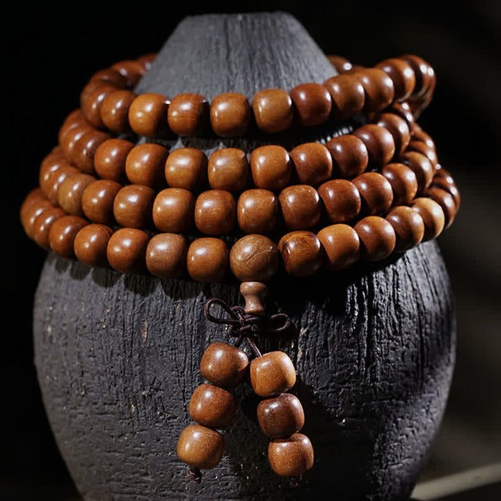 Buddha Stones Mala aus natürlichem Jujubeholz mit 108 Perlen - image 2