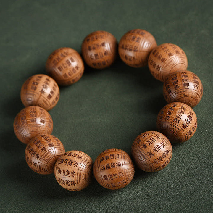 Buddha Stones Armband aus natürlichem Abelia Biflora-Holz mit Herz-Sutra Om Mani Padme Hum - Herz-Sutra - image 15