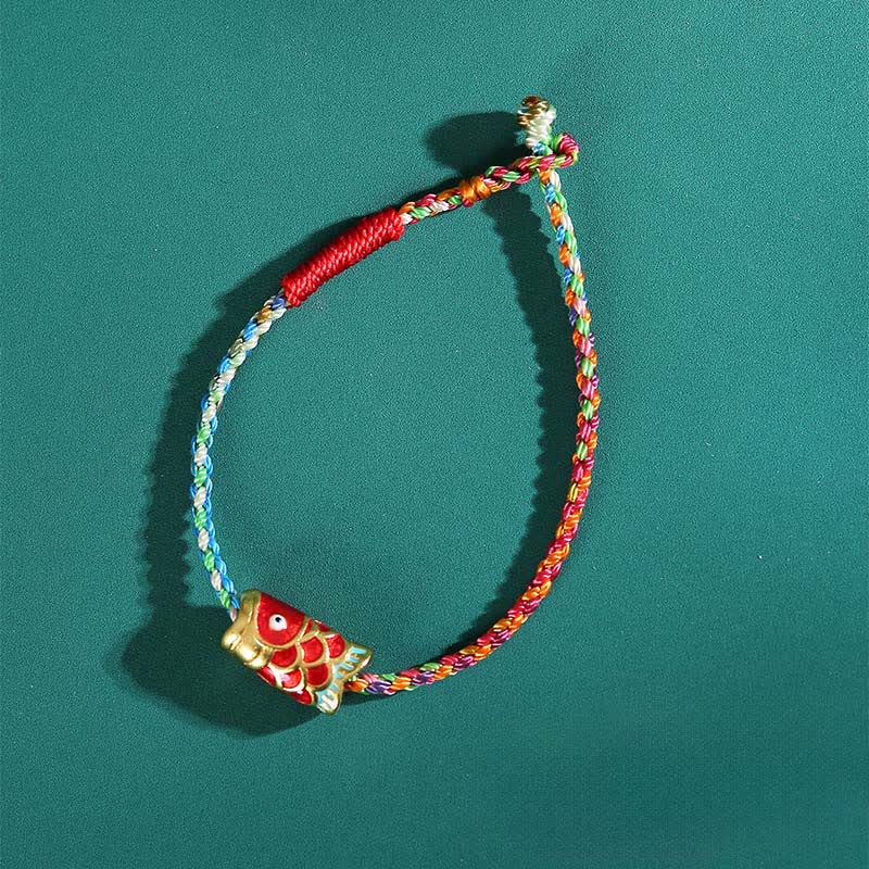 Buddha Stones Handgewebtes, farbenfrohes Armband aus geflochtenem Garn mit Koi-Fisch-Motiv - image 2