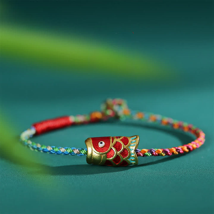 Buddha Stones Handgewebtes, farbenfrohes Armband aus geflochtenem Garn mit Koi-Fisch-Motiv - 7,1–7,5 Zoll (18–19 cm) - image 0