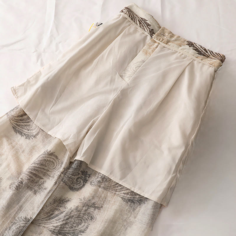 Buddha Stones Sommerliche Boho-Freizeithose mit Paisley-Muster, Reißverschluss, Knöchelbreite, geradem Bein und Taschen für Damen - image 7