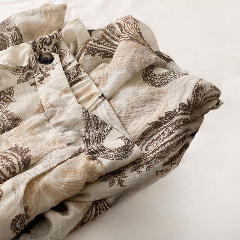 Buddha Stones Sommerliche Boho-Freizeithose mit Paisley-Muster, Reißverschluss, Knöchelbreite, geradem Bein und Taschen für Damen - image 11