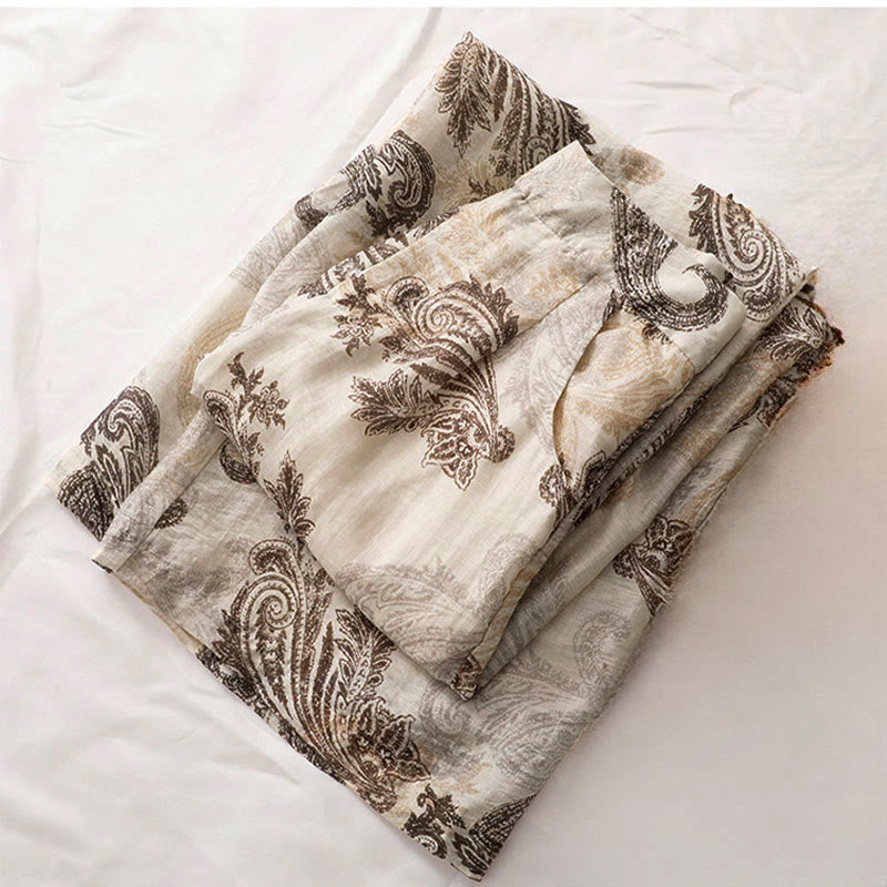 Buddha Stones Sommerliche Boho-Freizeithose mit Paisley-Muster, Reißverschluss, Knöchelbreite, geradem Bein und Taschen für Damen - image 5