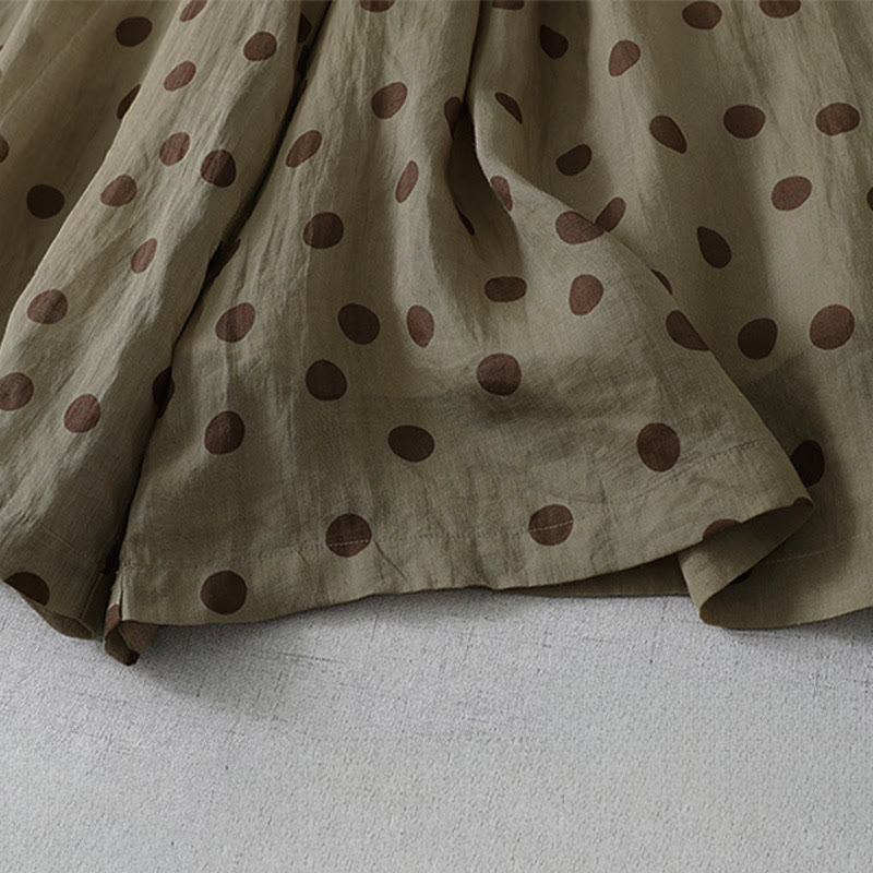 Buddha Stones Lässige, sommerliche Vintage-Damenhose mit Kordelzug und Polka-Dot-Muster, verkürztem Schnitt und Taschen - image 7