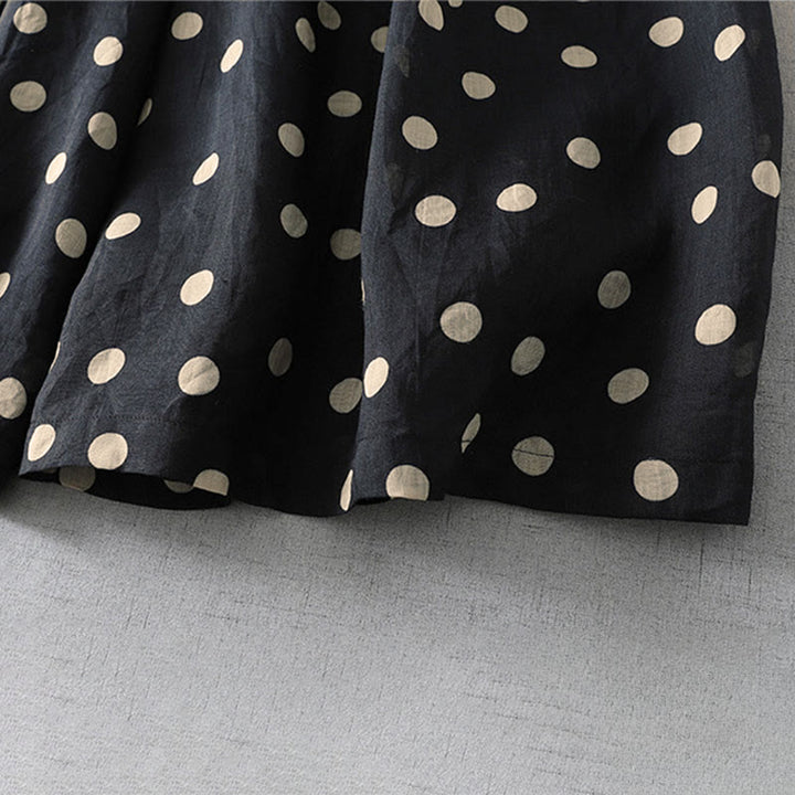 Buddha Stones Lässige, sommerliche Vintage-Damenhose mit Kordelzug und Polka-Dot-Muster, verkürztem Schnitt und Taschen - image 12