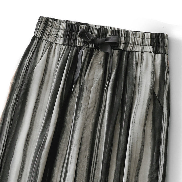 Buddha Stones Sommerliche, lässig-elegante lange Hose mit Kordelzug, vertikalen Streifen, geradem Bein und Taschen für Damen - image 9