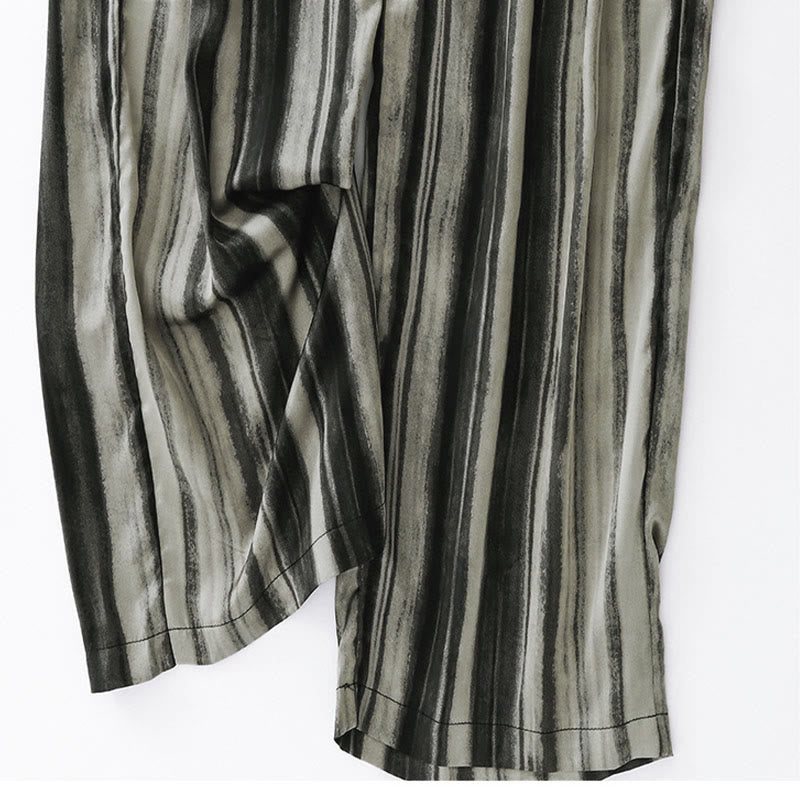 Buddha Stones Sommerliche, lässig-elegante lange Hose mit Kordelzug, vertikalen Streifen, geradem Bein und Taschen für Damen - image 14