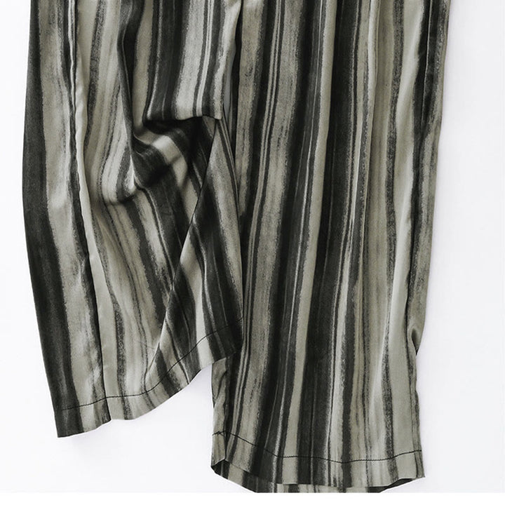 Buddha Stones Sommerliche, lässig-elegante lange Hose mit Kordelzug, vertikalen Streifen, geradem Bein und Taschen für Damen - image 14