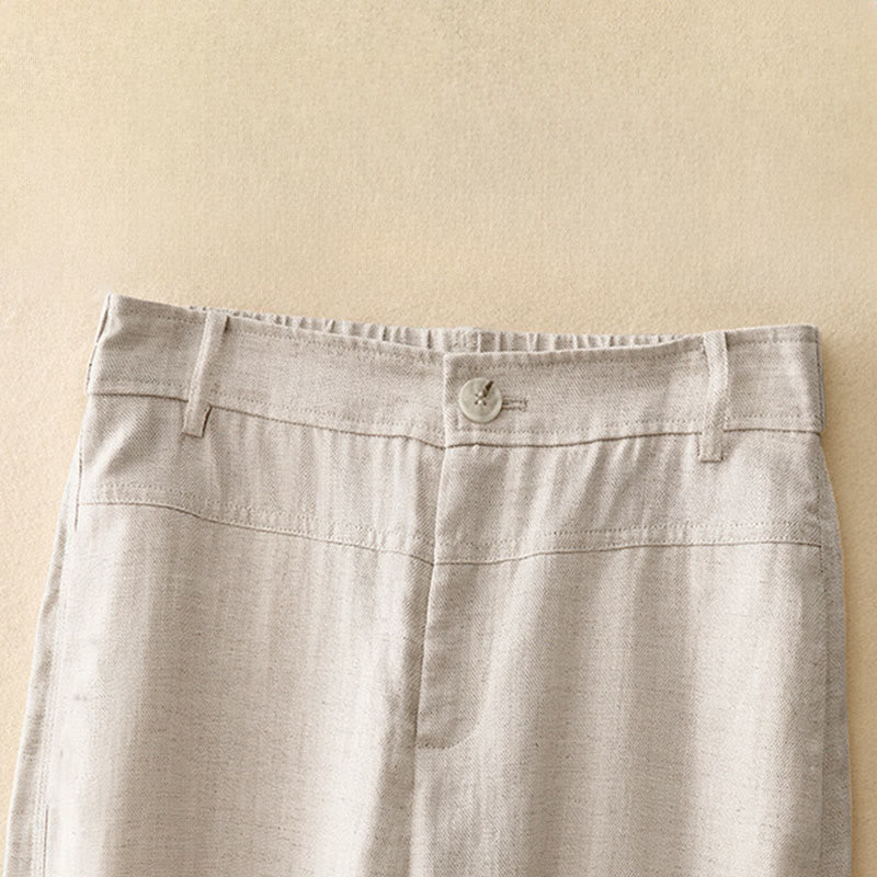 Buddha Stones Minimalistische, lässige lange Damenhose mit Reißverschluss, geradem Bein und Taschen – ideal für Frühling und Sommer - image 2