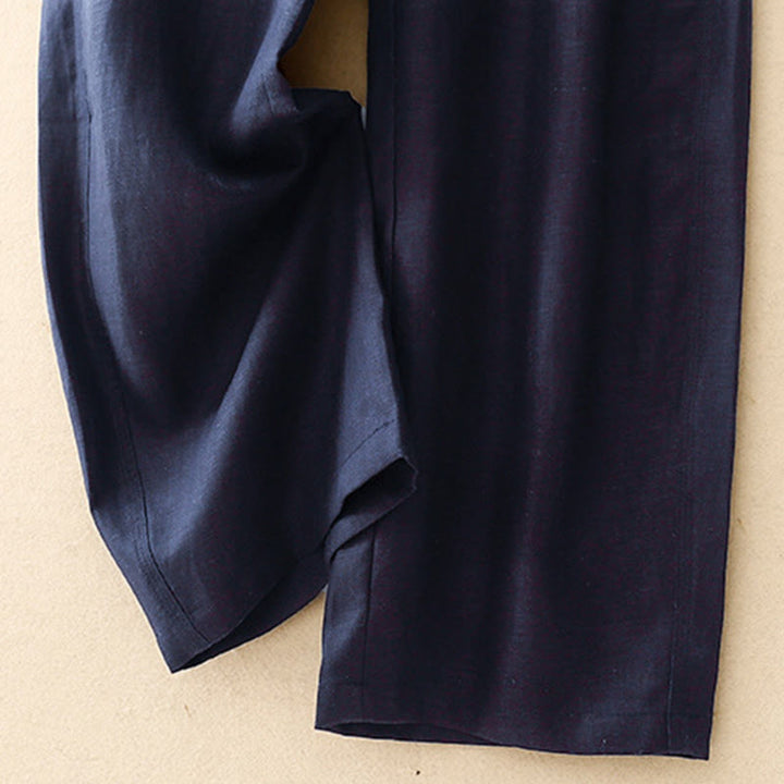 Buddha Stones Minimalistische, lässige lange Damenhose mit Reißverschluss, geradem Bein und Taschen – ideal für Frühling und Sommer - image 14