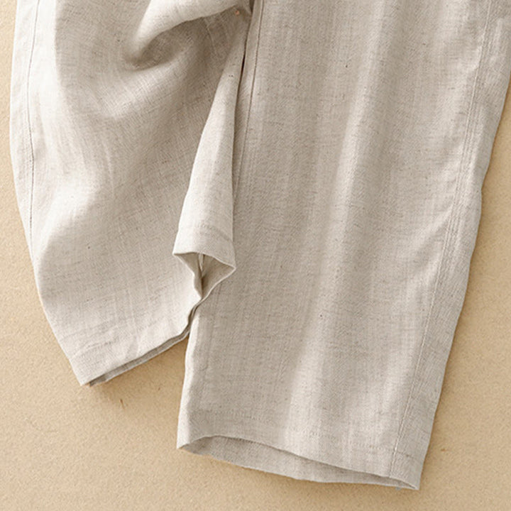 Buddha Stones Minimalistische, lässige lange Damenhose mit Reißverschluss, geradem Bein und Taschen – ideal für Frühling und Sommer - image 8