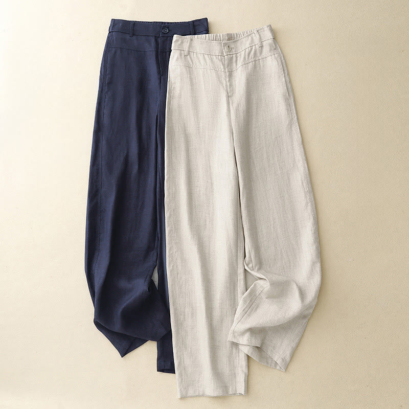 Buddha Stones Minimalistische, lässige lange Damenhose mit Reißverschluss, geradem Bein und Taschen – ideal für Frühling und Sommer - image 15