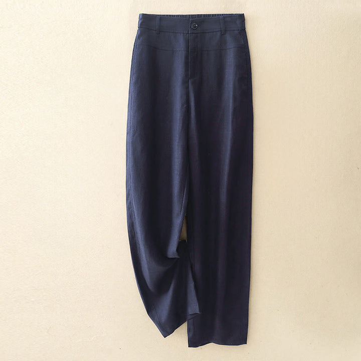 Buddha Stones Minimalistische, lässige lange Damenhose mit Reißverschluss, geradem Bein und Taschen – ideal für Frühling und Sommer - Mitternachtsblau - US8-10, UK/AU12-14, EU40-42 (2XL) - image 10