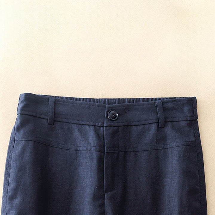 Buddha Stones Minimalistische, lässige lange Damenhose mit Reißverschluss, geradem Bein und Taschen – ideal für Frühling und Sommer - image 11