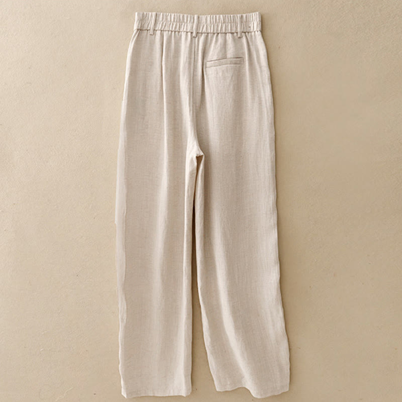 Buddha Stones Minimalistische, lässige lange Damenhose mit Reißverschluss, geradem Bein und Taschen – ideal für Frühling und Sommer - image 1