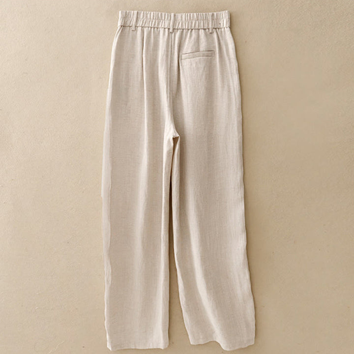 Buddha Stones Minimalistische, lässige lange Damenhose mit Reißverschluss, geradem Bein und Taschen – ideal für Frühling und Sommer - image 1