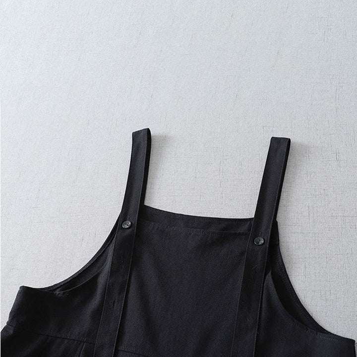 Buddha Stones Lässiger, minimalistischer Damen-Jumpsuit für Frühling und Sommer mit Knopfleiste und Tasche - image 5