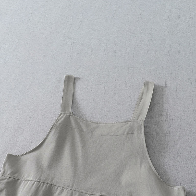 Buddha Stones Lässiger, minimalistischer Damen-Jumpsuit für Frühling und Sommer mit Knopfleiste und Tasche - image 10