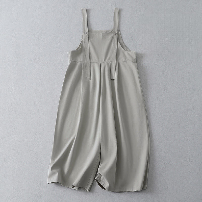 Buddha Stones Lässiger, minimalistischer Damen-Jumpsuit für Frühling und Sommer mit Knopfleiste und Tasche - Gainsboro - US4-12, UK/AU8-16, EU36-44 (S- XL) - image 8