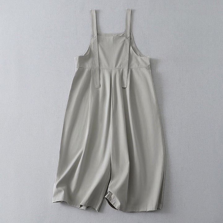 Buddha Stones Lässiger, minimalistischer Damen-Jumpsuit für Frühling und Sommer mit Knopfleiste und Tasche - Gainsboro - US4-12, UK/AU8-16, EU36-44 (S- XL) - image 8