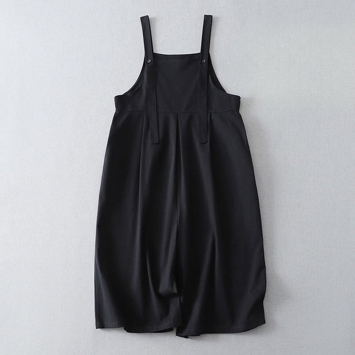 Buddha Stones Lässiger, minimalistischer Damen-Jumpsuit für Frühling und Sommer mit Knopfleiste und Tasche - Schwarz - US4-12, UK/AU8-16, EU36-44 (S- XL) - image 4