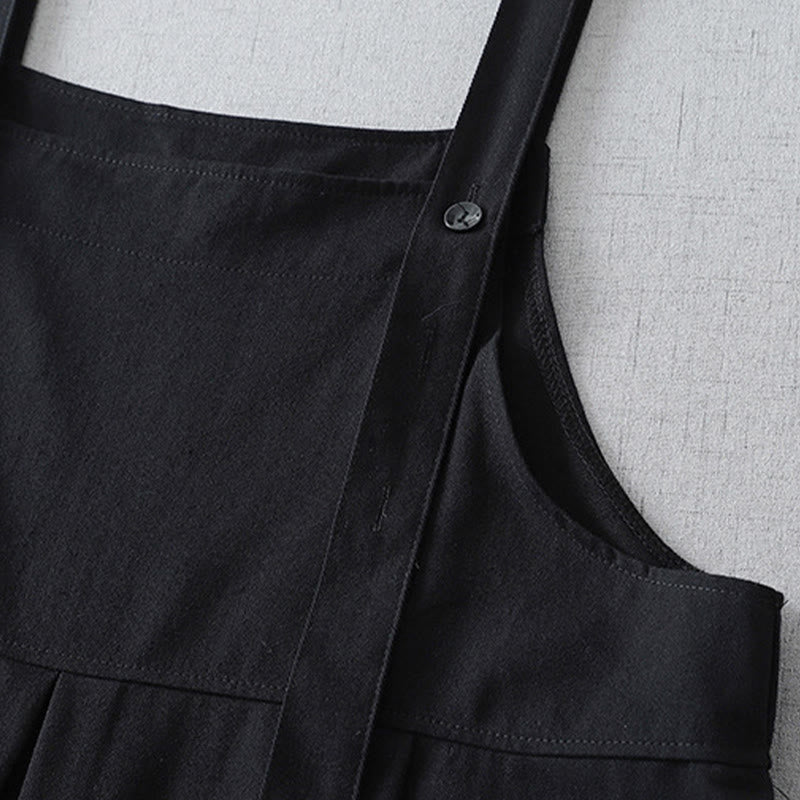 Buddha Stones Lässiger, minimalistischer Damen-Jumpsuit für Frühling und Sommer mit Knopfleiste und Tasche - image 6