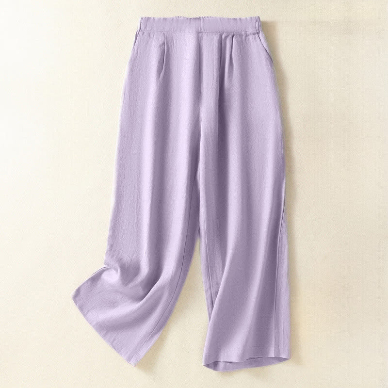 Buddha Stones Lässige, minimalistische Caprihose für Damen, gerades Bein, mit Taschen, ideal für Frühling und Sommer - Lavendel - US8-10, UK/AU12-14, EU40-42 (2XL) - image 18