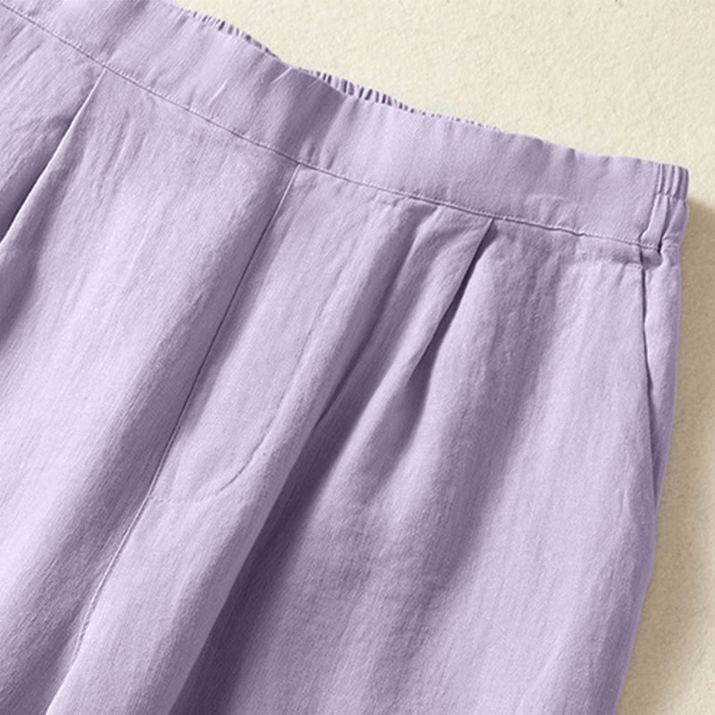 Buddha Stones Lässige, minimalistische Caprihose für Damen, gerades Bein, mit Taschen, ideal für Frühling und Sommer - image 22