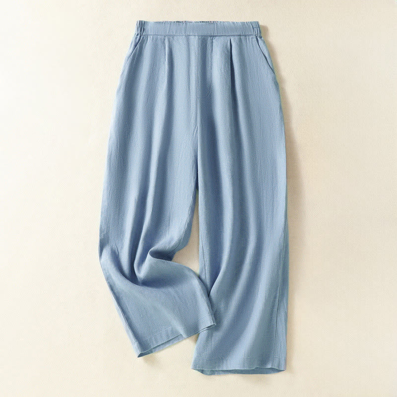 Buddha Stones Lässige, minimalistische Caprihose für Damen, gerades Bein, mit Taschen, ideal für Frühling und Sommer - Hellblau - US8-10, UK/AU12-14, EU40-42 (2XL) - image 0