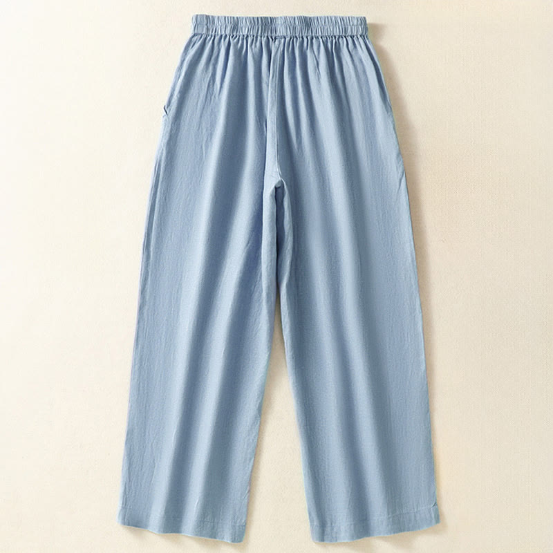 Buddha Stones Lässige, minimalistische Caprihose für Damen, gerades Bein, mit Taschen, ideal für Frühling und Sommer - image 1
