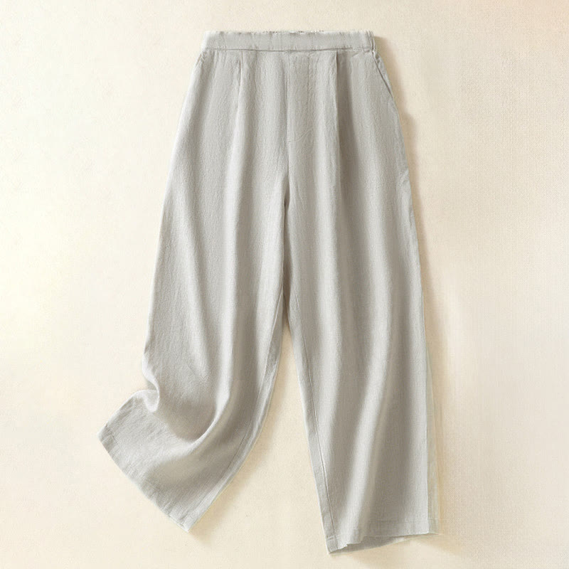 Buddha Stones Lässige, minimalistische Caprihose für Damen, gerades Bein, mit Taschen, ideal für Frühling und Sommer - Beige - US8-10, UK/AU12-14, EU40-42 (2XL) - image 24