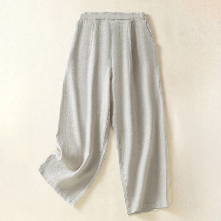 Buddha Stones Lässige, minimalistische Caprihose für Damen, gerades Bein, mit Taschen, ideal für Frühling und Sommer - Beige - US8-10, UK/AU12-14, EU40-42 (2XL) - image 24