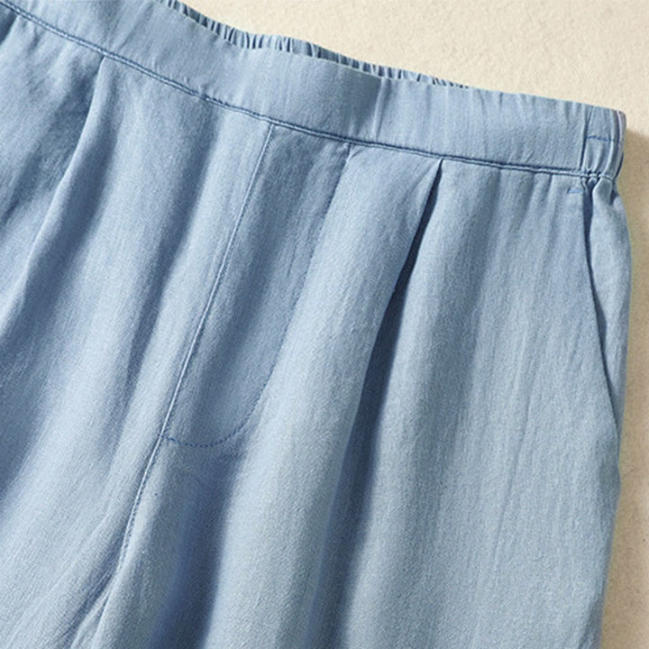 Buddha Stones Lässige, minimalistische Caprihose für Damen, gerades Bein, mit Taschen, ideal für Frühling und Sommer - image 4