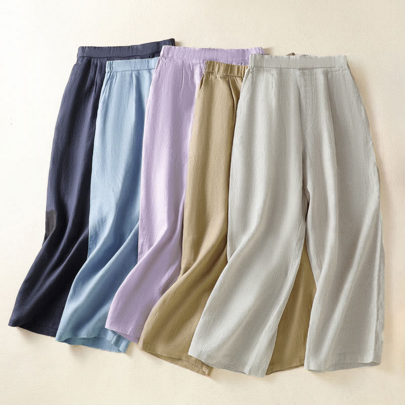 Buddha Stones Lässige, minimalistische Caprihose für Damen, gerades Bein, mit Taschen, ideal für Frühling und Sommer - image 37
