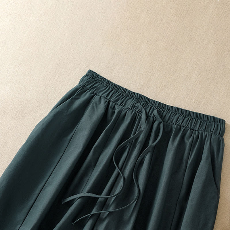 Buddha Stones Lässige, minimalistische, einfarbige Damen-Cropped-Hose mit Kordelzug und Taschen für den Sommer - image 19
